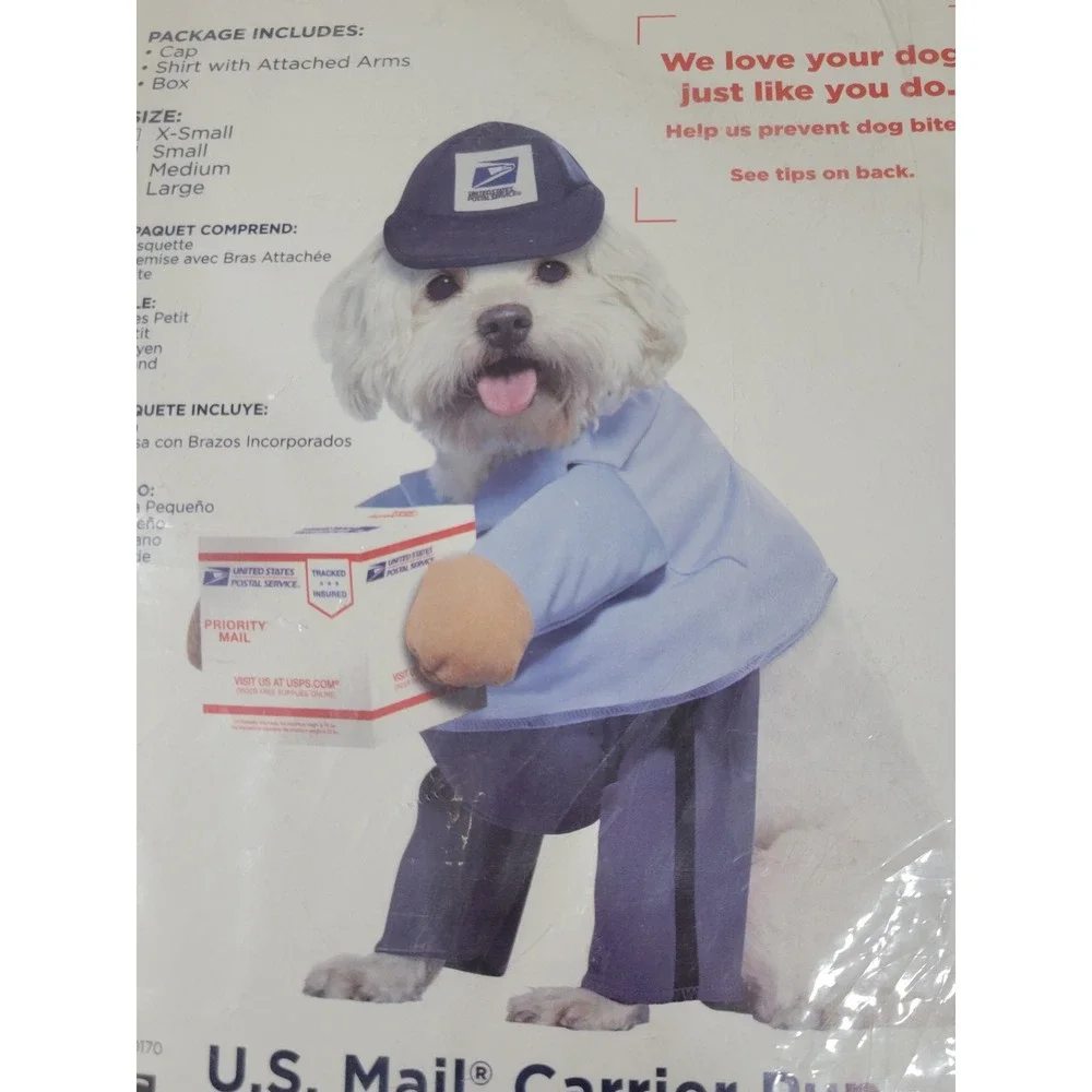 USPS Mail Carrier Dog Halloween Costume Large Blue Mailman Pet Pup Photo Shoot